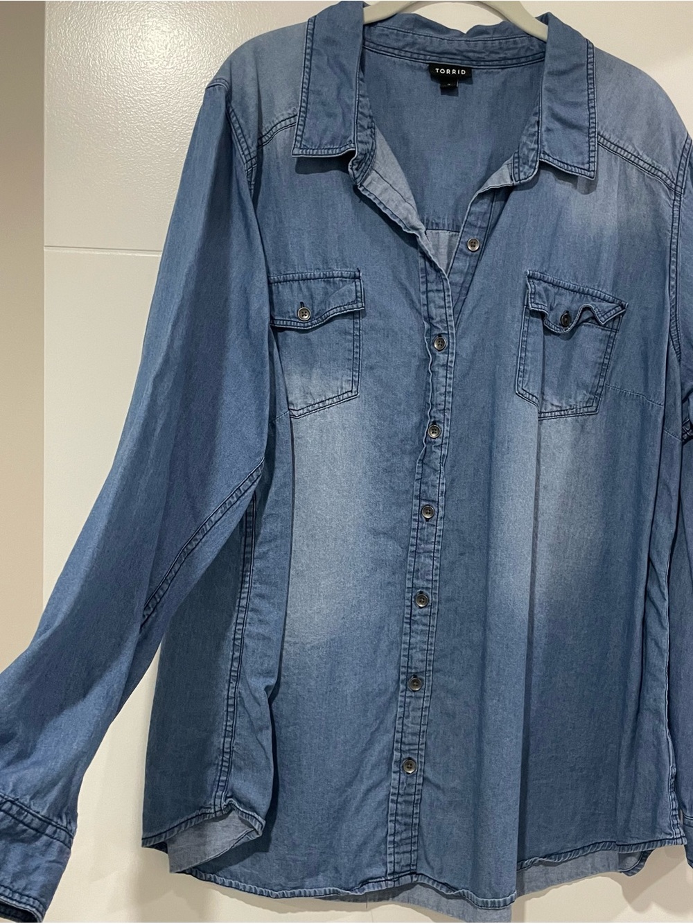 torrid Light Blue Denim Button-Down Shirt